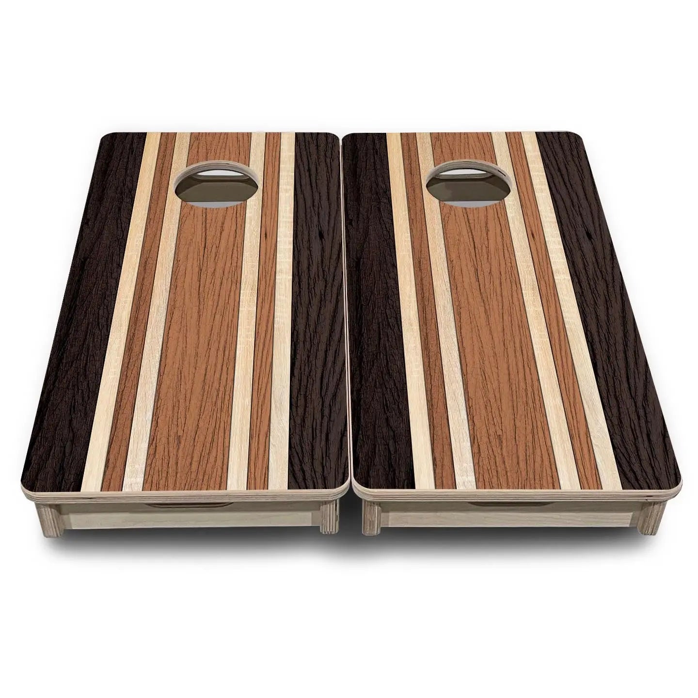 Brown Two Tone Stripes - Mini or Vacation Size Cornhole Boards by Cornhole Solutions, custom cornhole board detail photo 2