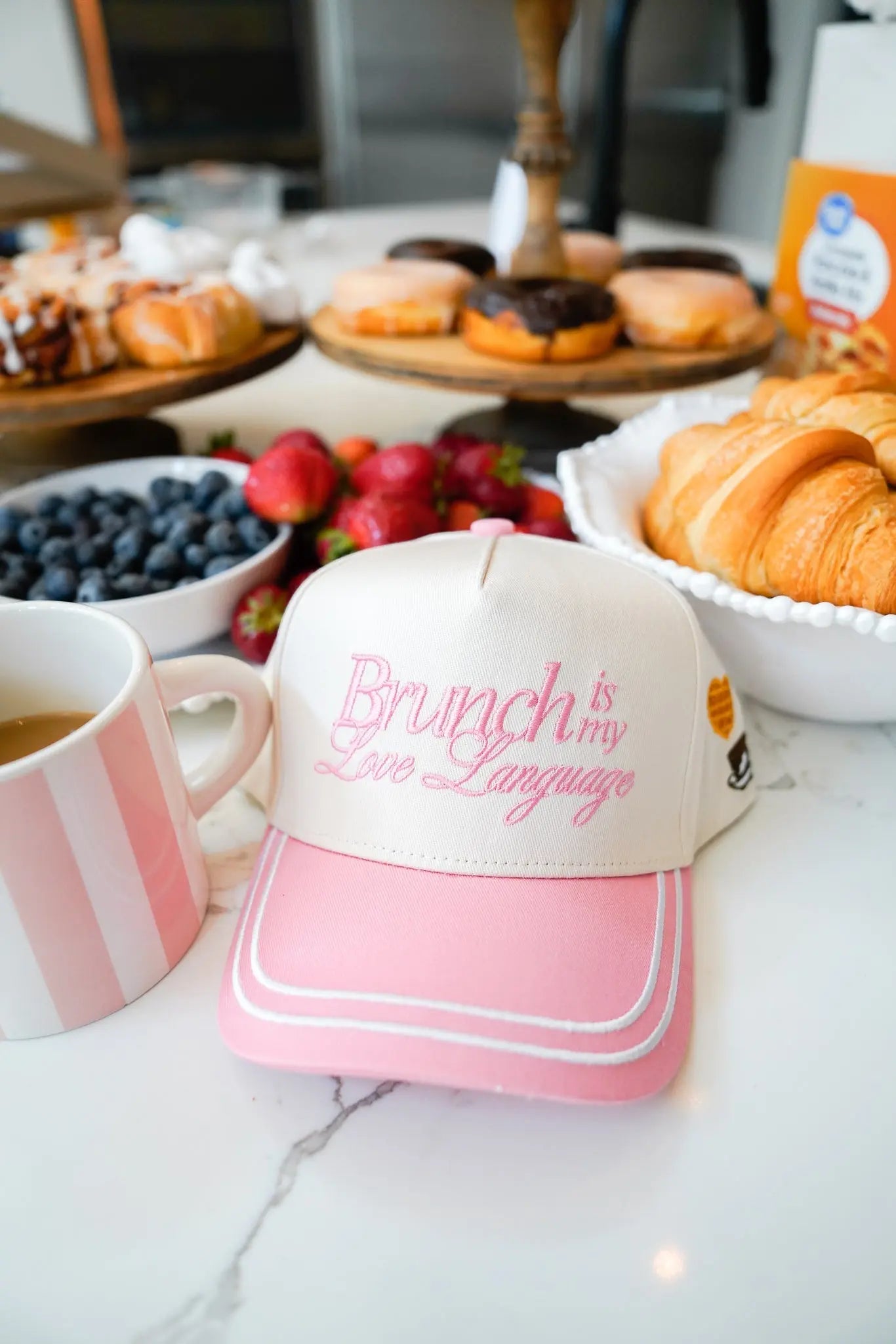 Brunch is my Love Language - Pink Vintage Trucker Hat KenzKustomz