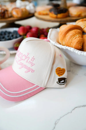 Brunch is my Love Language - Pink Vintage Trucker Hat KenzKustomz