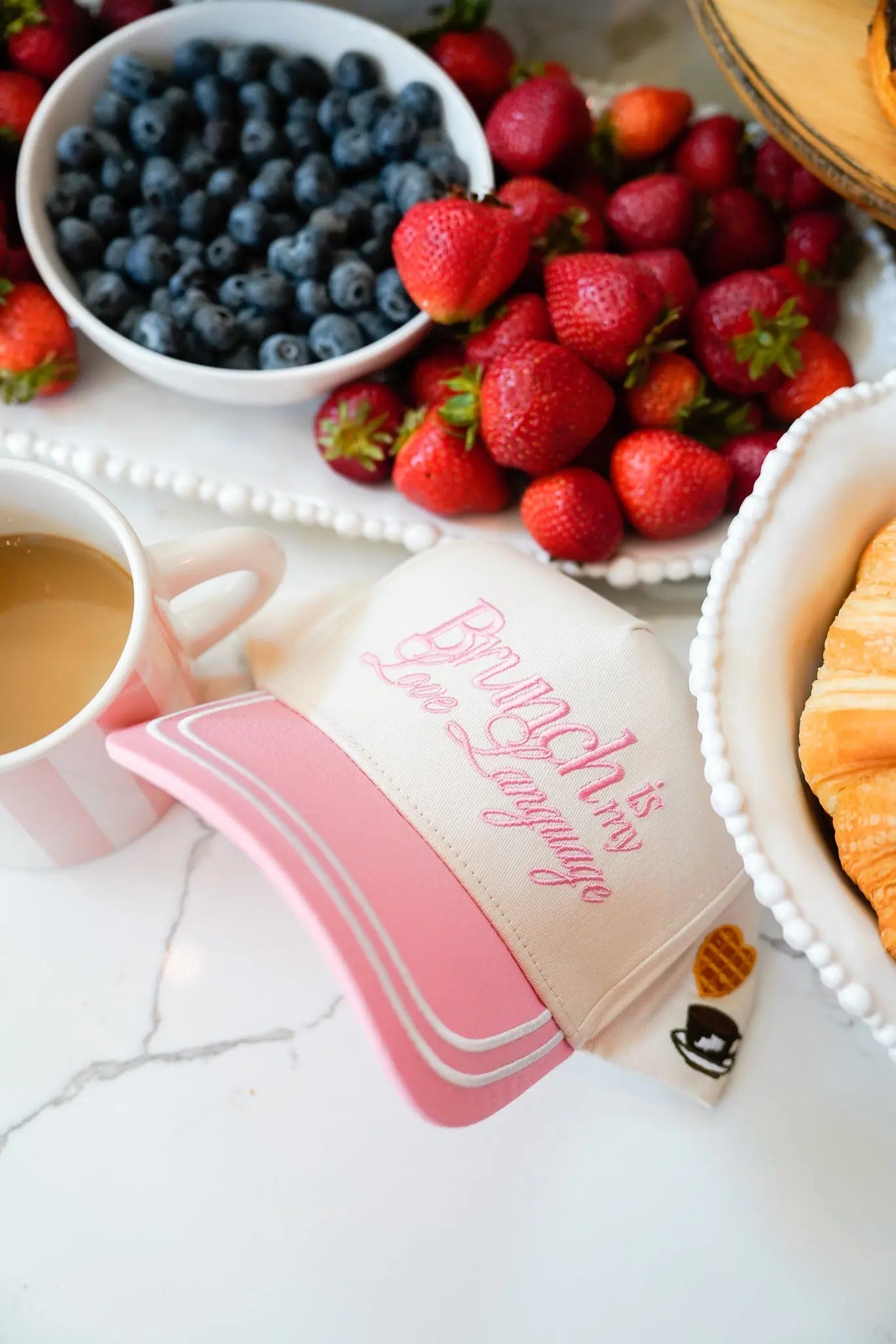 Brunch is my Love Language - Pink Vintage Trucker Hat KenzKustomz