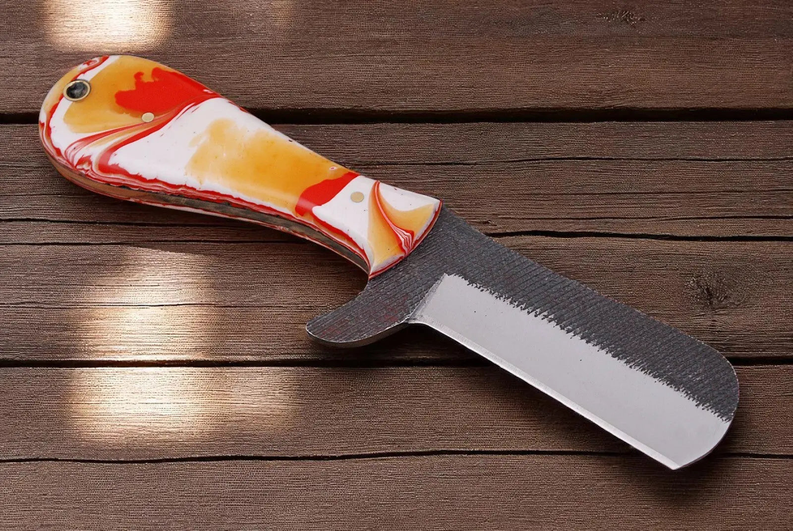 Bull Cutter Knife – 8" Resin Handle Blade Damascus Knife Store
