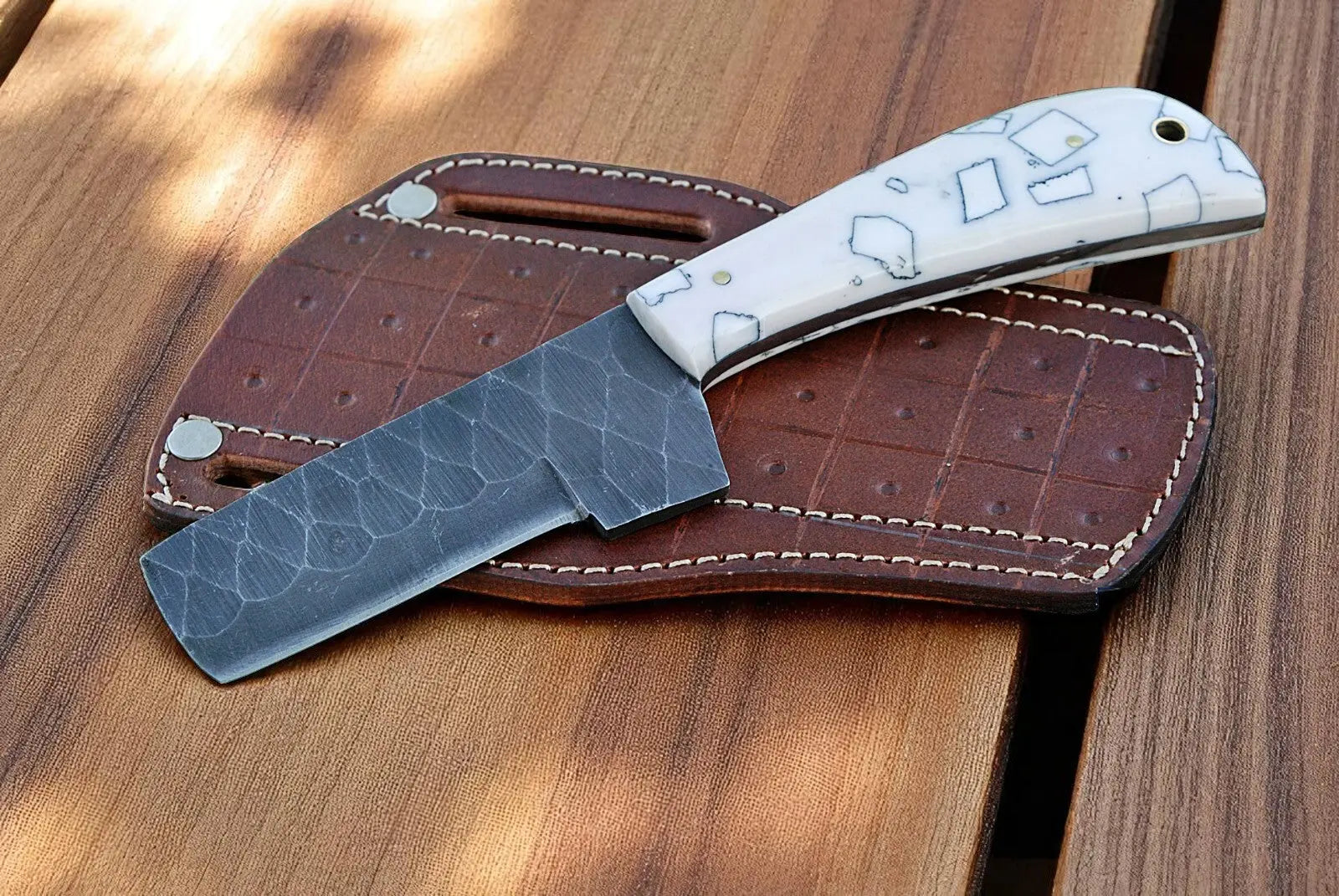 Bull Cutter Knife | Handmade with Resin Handle by Damascus Knife Store, Damascus knife main product photo