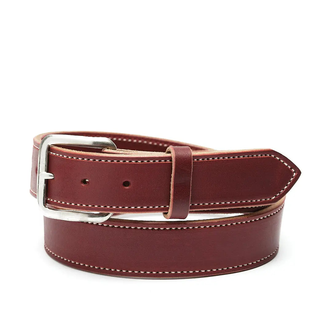 Burgundy Latigo Belt by Texas Saddlery, handmade leather goods main product photo