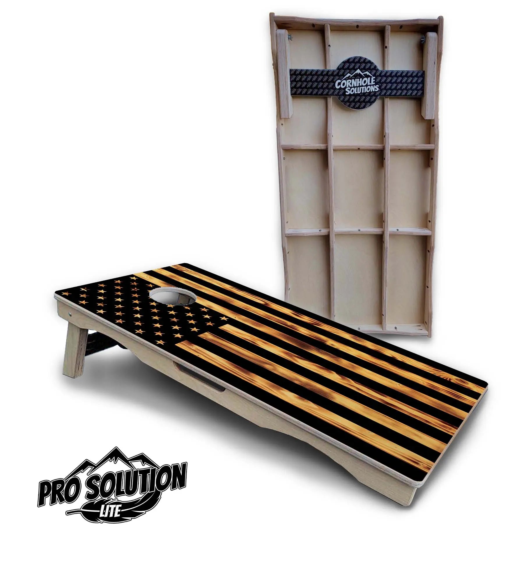 Burnt Flag Cornhole Boards - Pro Solution Lite Series by Cornhole Solutions, custom cornhole board main product photo