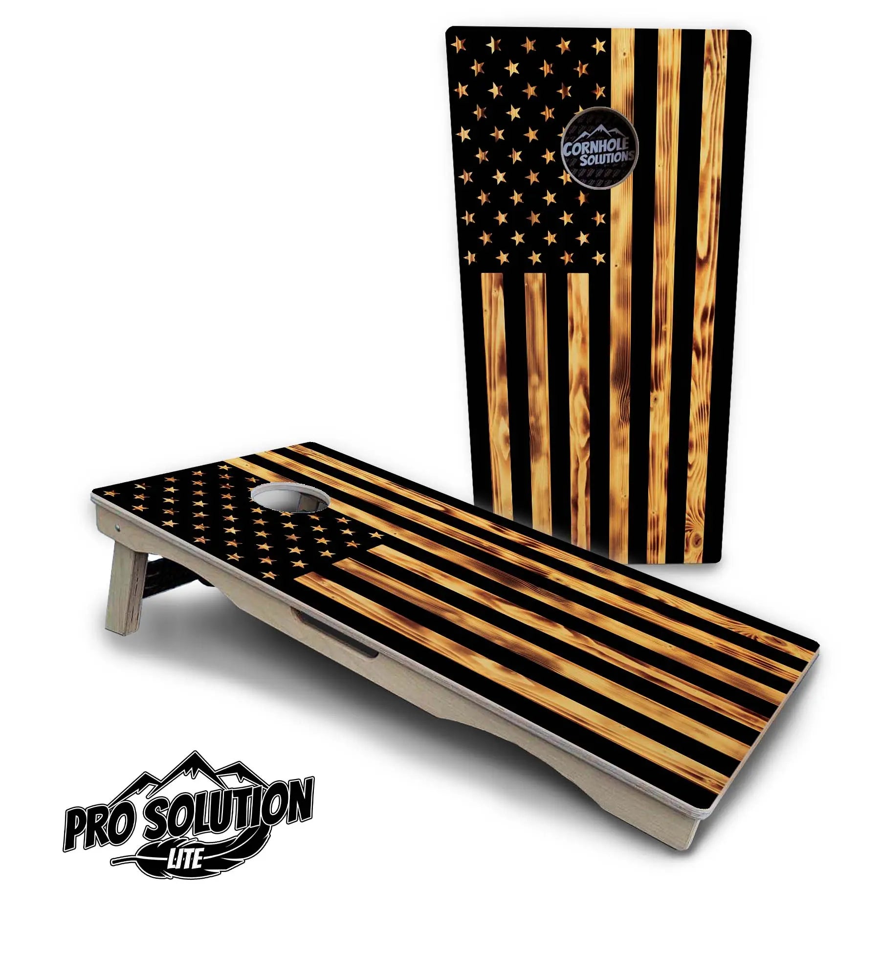 Burnt Flag Cornhole Boards - Pro Solution Lite Series by Cornhole Solutions, custom cornhole board detail photo 2