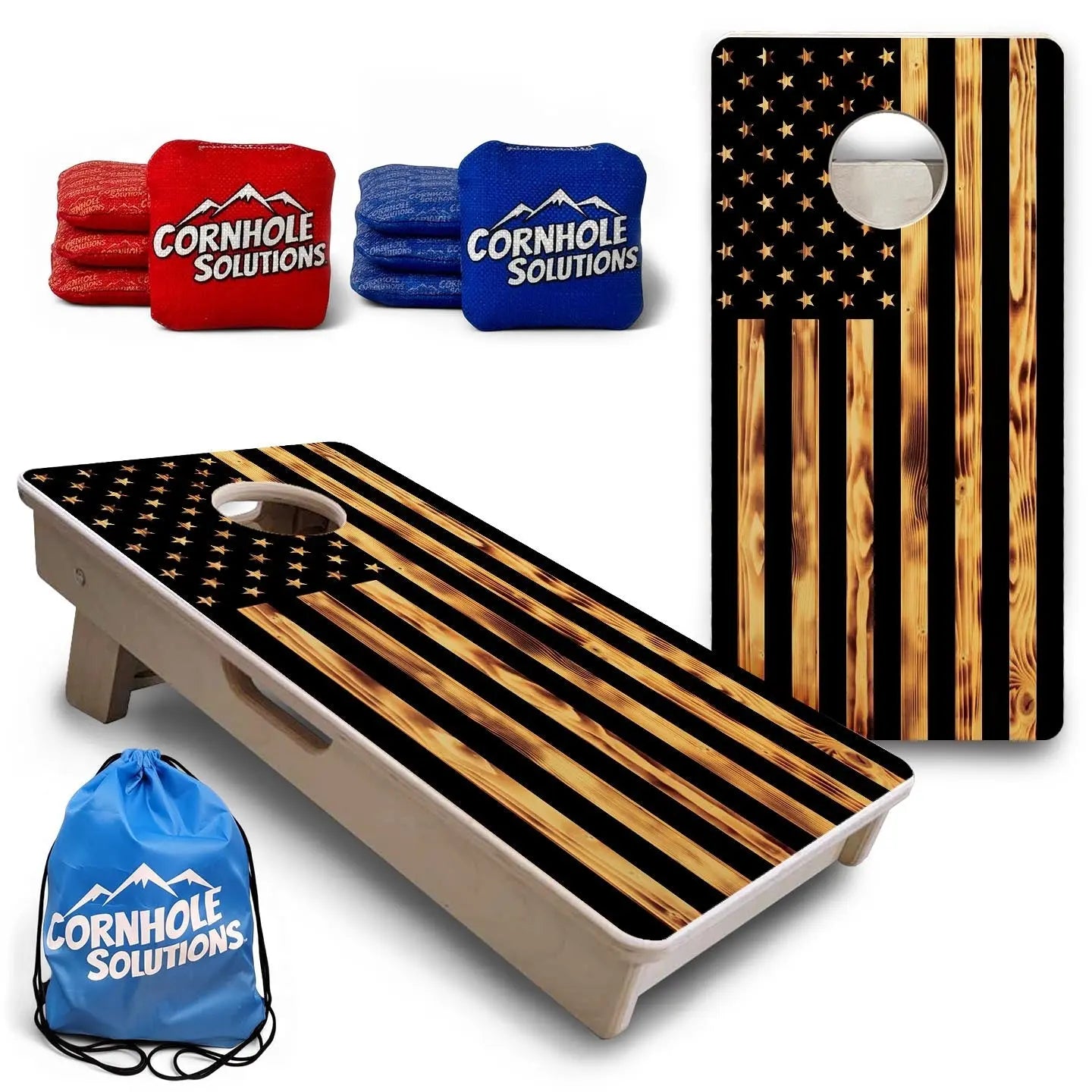 Burnt Flag - Mini or Vacation Size Cornhole Boards by Cornhole Solutions, custom cornhole board main product photo