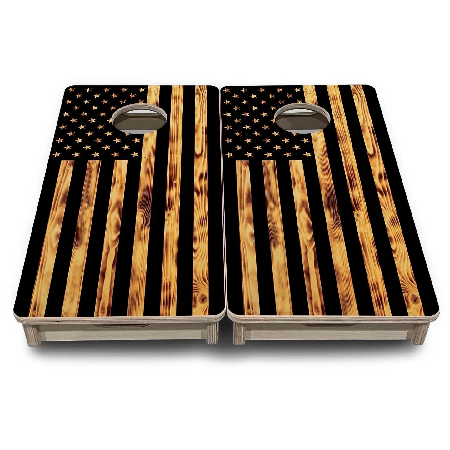 Burnt Flag - Mini or Vacation Size Cornhole Boards by Cornhole Solutions, custom cornhole board detail photo 2