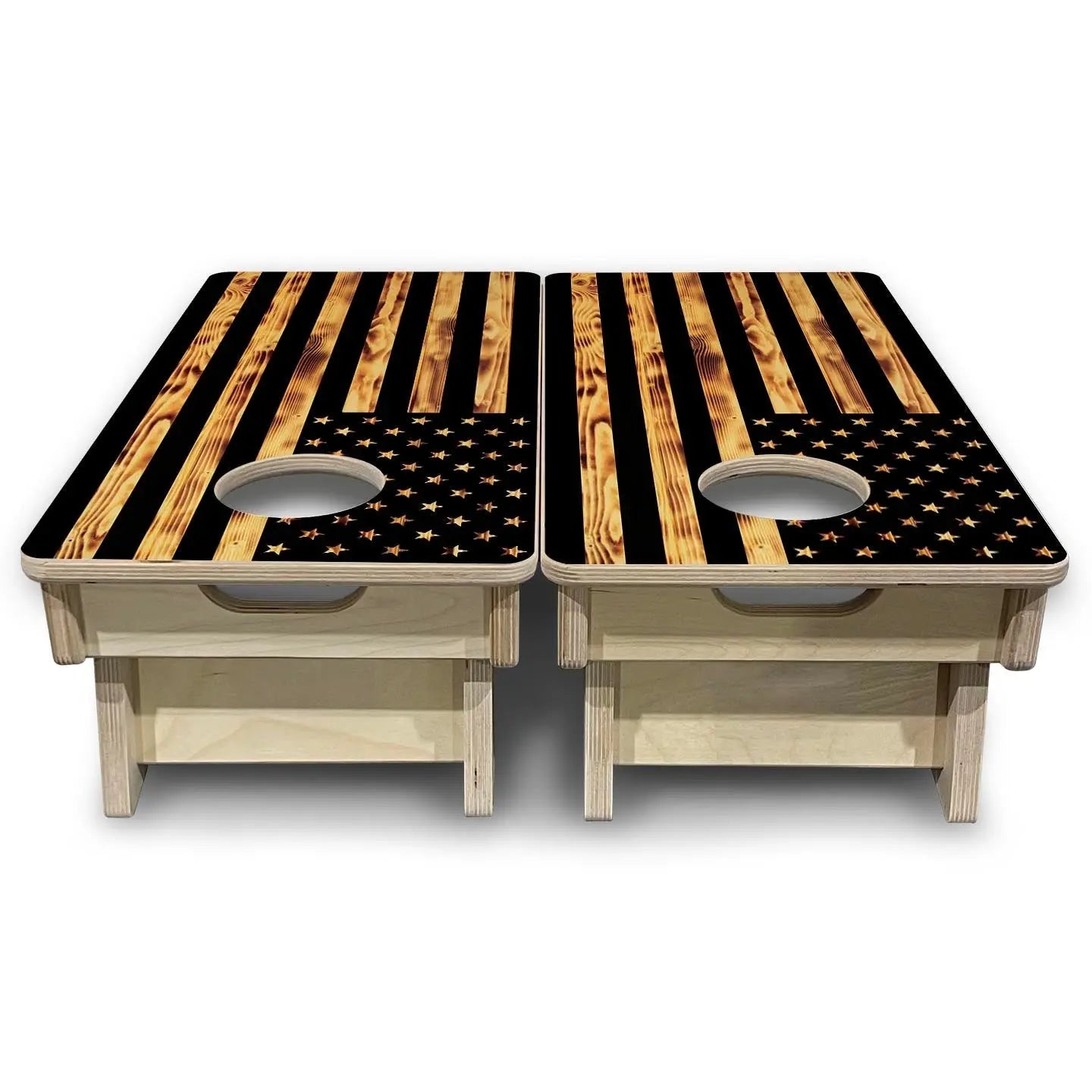 Burnt Flag - Mini or Vacation Size Cornhole Boards by Cornhole Solutions, custom cornhole board detail photo 6