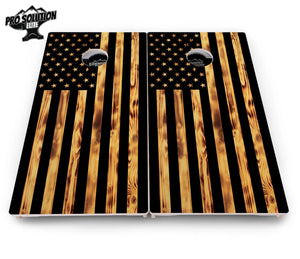 Burnt Rustic Flag Cornhole Boards - Pro Solution Elite Series by Cornhole Solutions, custom cornhole board detail photo 4