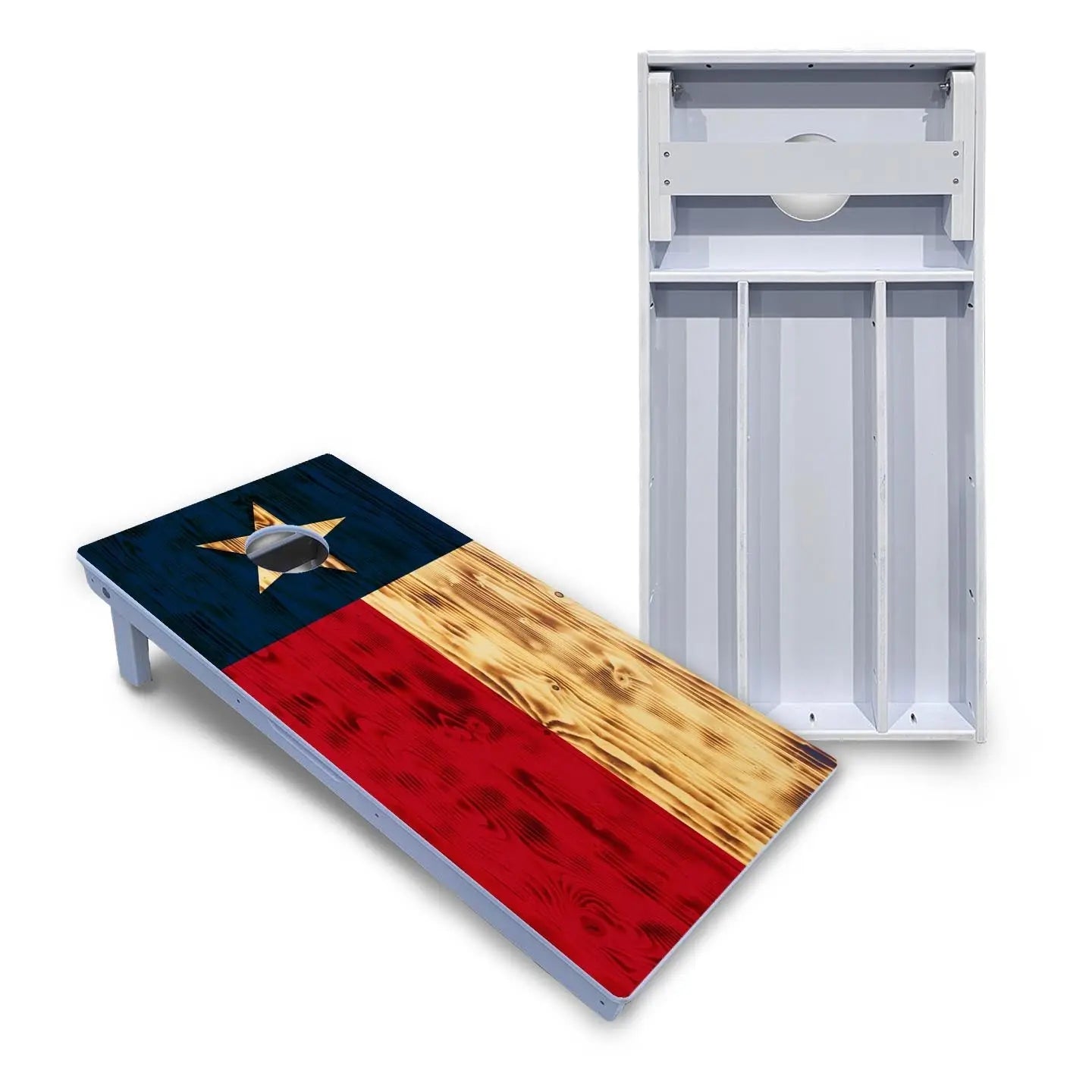 Burnt Texas Flag Cornhole Boards - All Weather Series by Cornhole Solutions, custom cornhole board main product photo