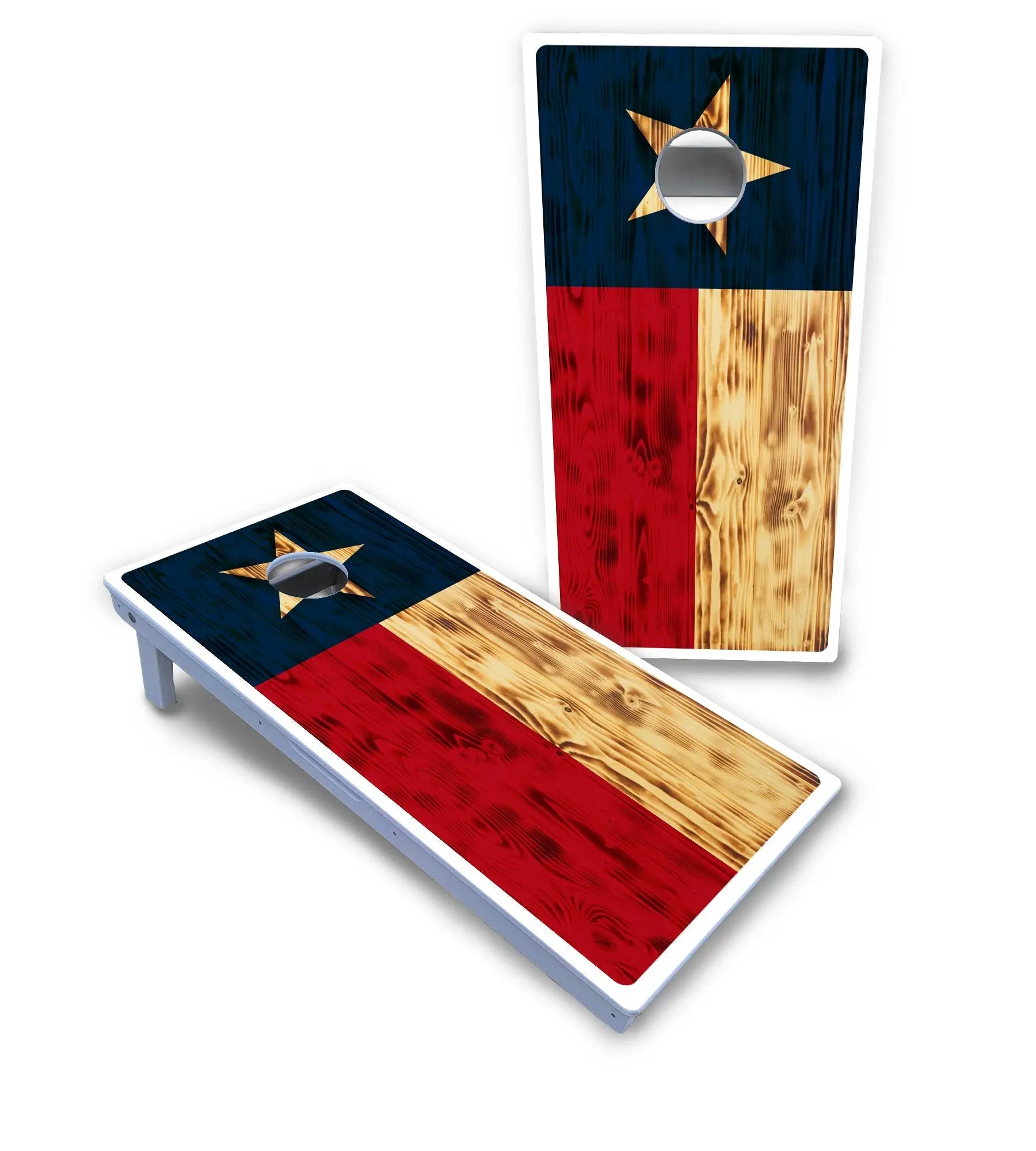 Burnt Texas Flag Cornhole Boards - All Weather Series by Cornhole Solutions, custom cornhole board detail photo 2