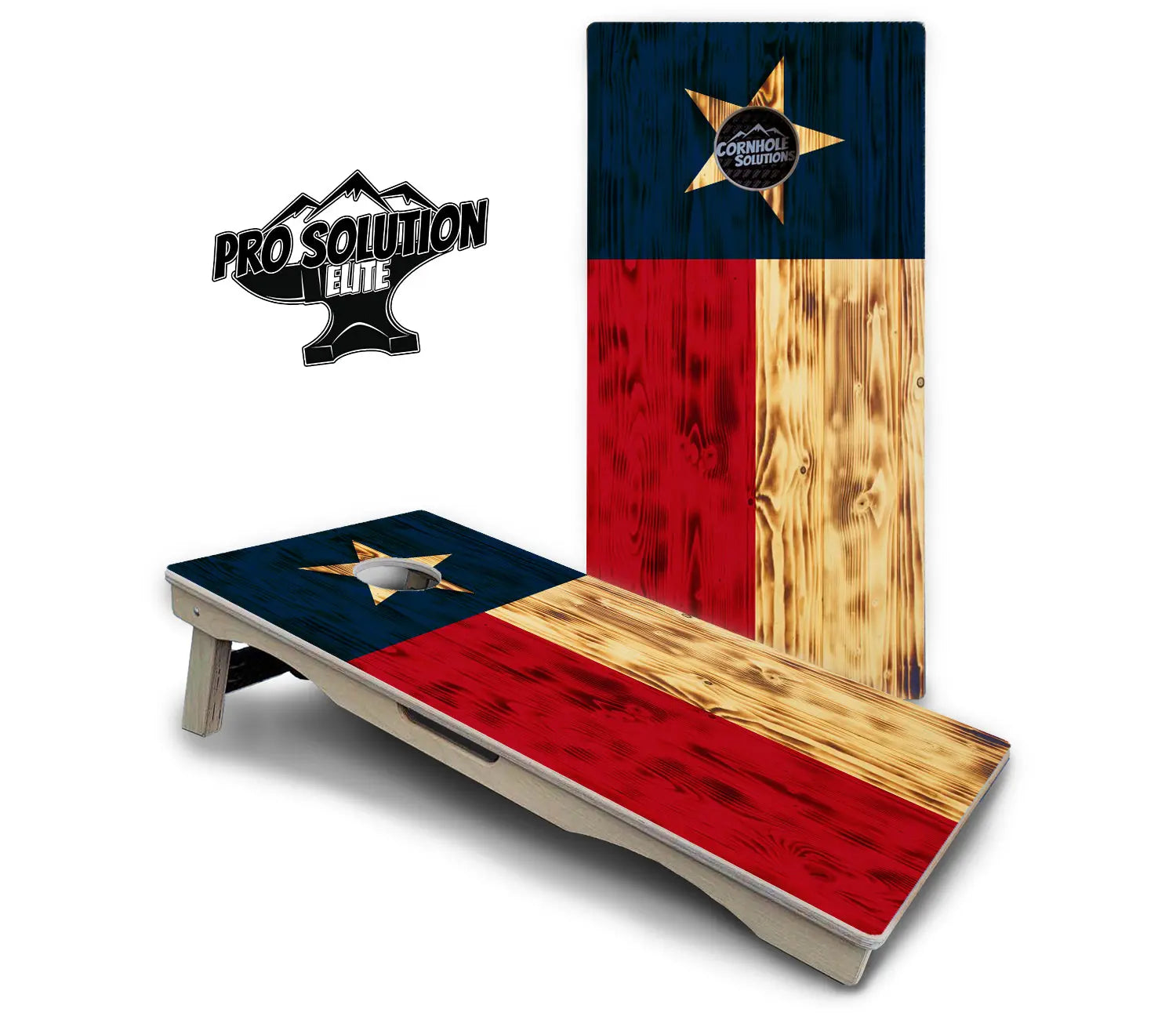 Burnt Texas Flag Cornhole Boards - Pro Solution Elite Series by Cornhole Solutions, custom cornhole board detail photo 2