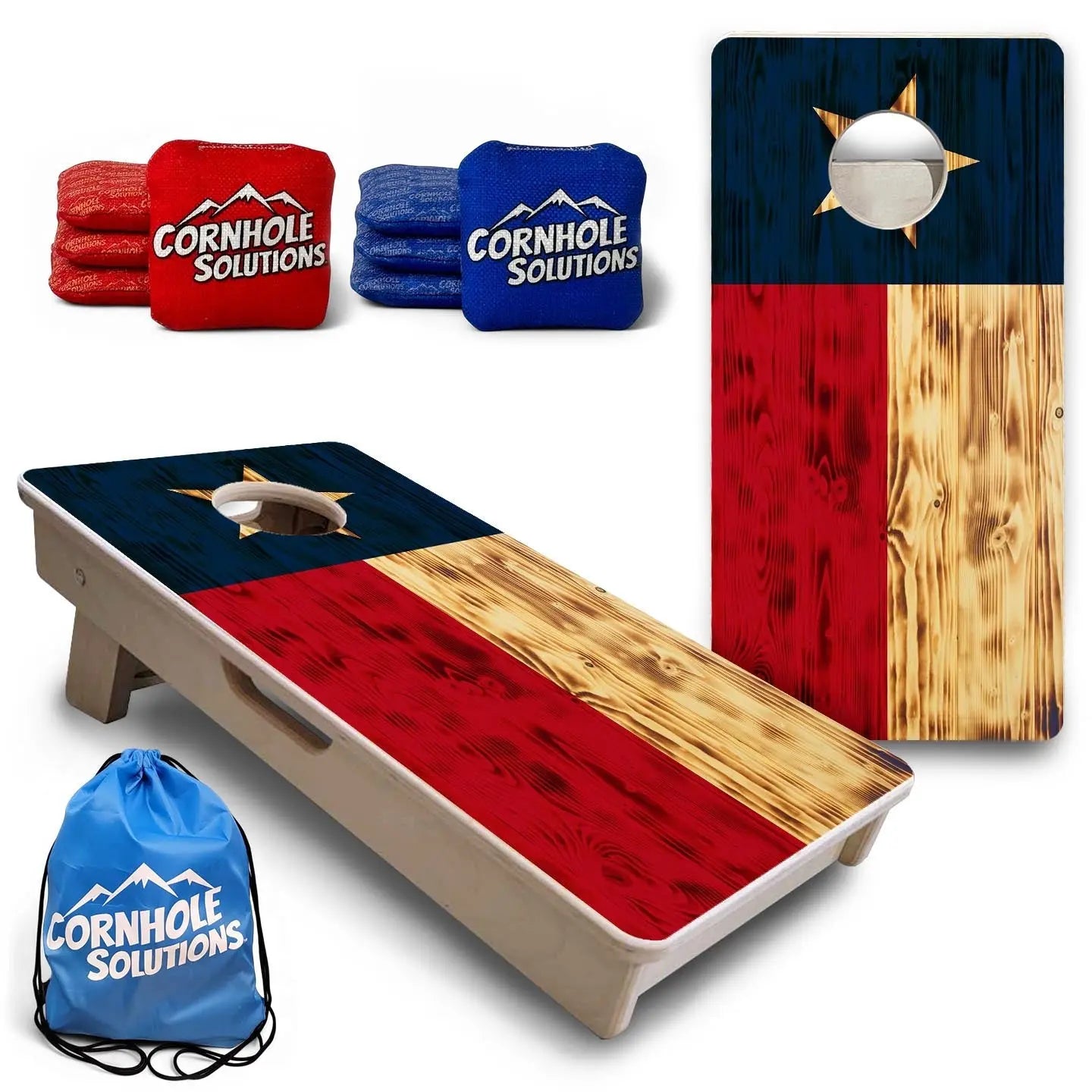 Burnt Texas Flag - Mini or Vacation Cornhole Boards by Cornhole Solutions, custom cornhole board main product photo