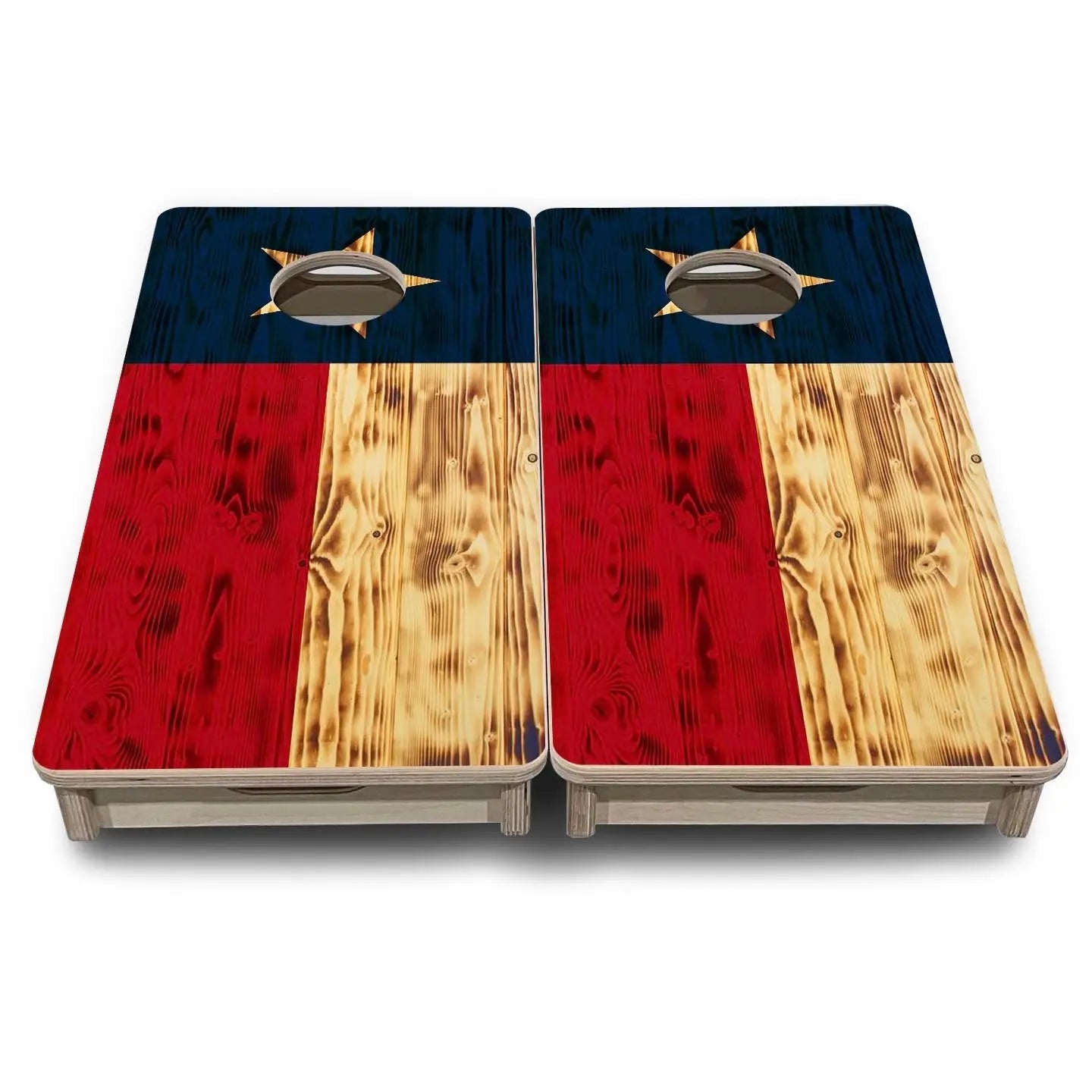 Burnt Texas Flag - Mini or Vacation Cornhole Boards by Cornhole Solutions, custom cornhole board detail photo 2