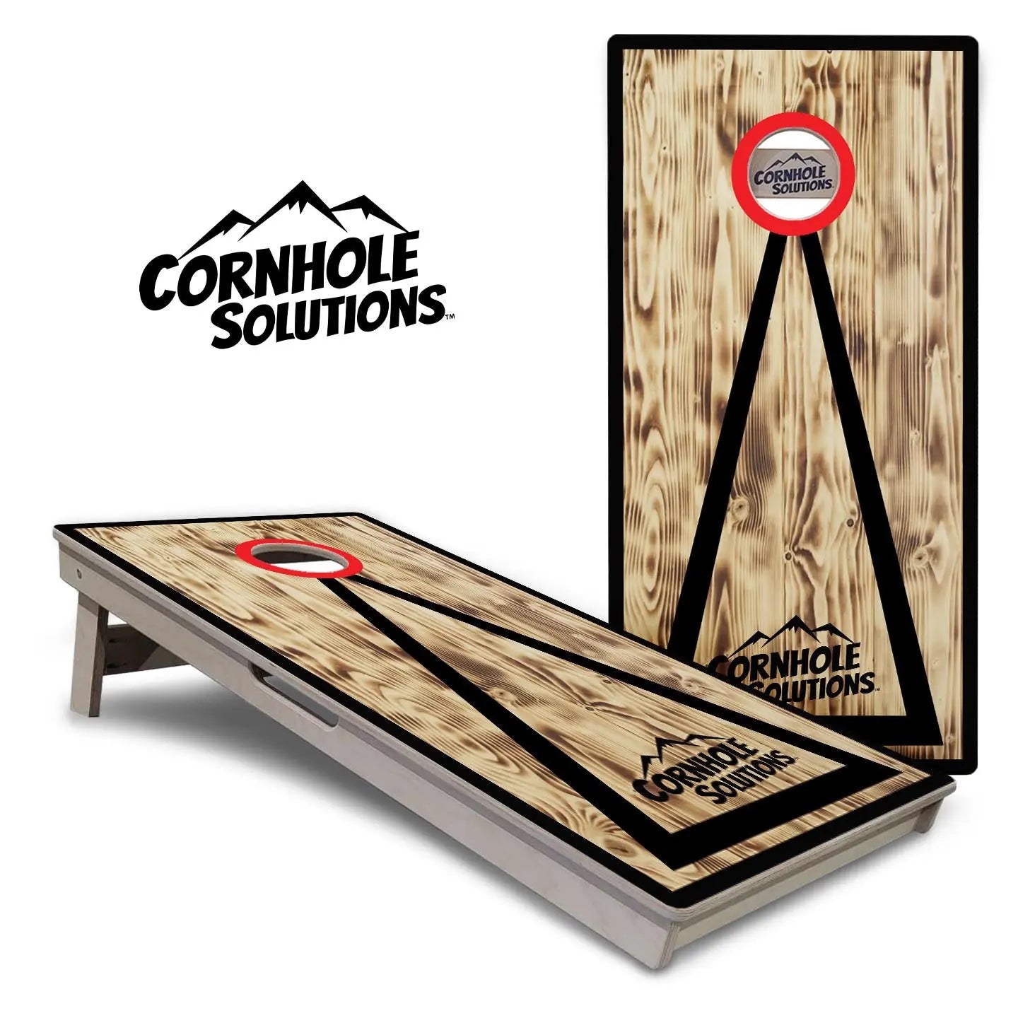 Burnt Triangle CS Logo Cornhole Boards - Professional Tournament Series by Cornhole Solutions, custom cornhole board main product photo
