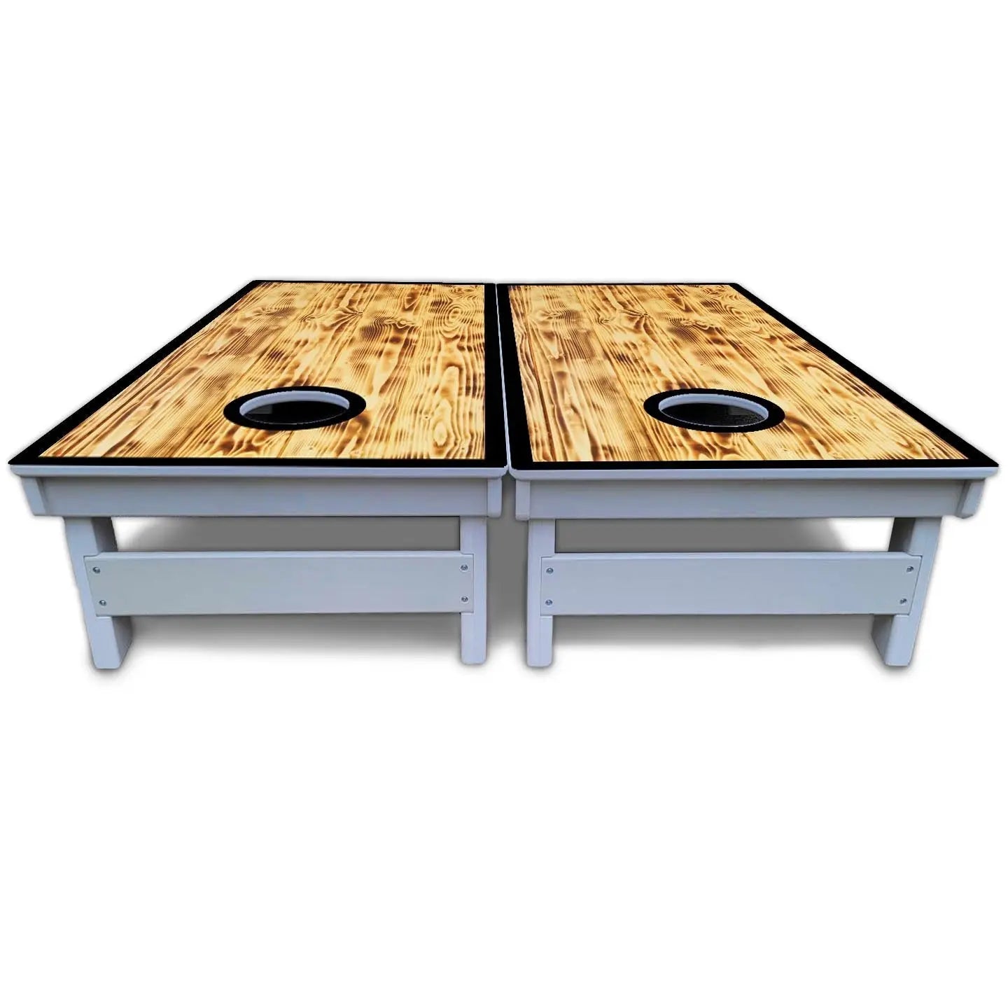 Burnt Wood Black Border Cornhole Boards - All Weather Series by Cornhole Solutions, custom cornhole board detail photo 5