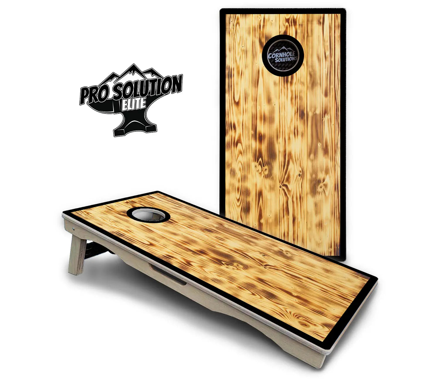 Burnt Wood Black Border Cornhole Boards - Pro Solution Elite Series by Cornhole Solutions, custom cornhole board detail photo 2