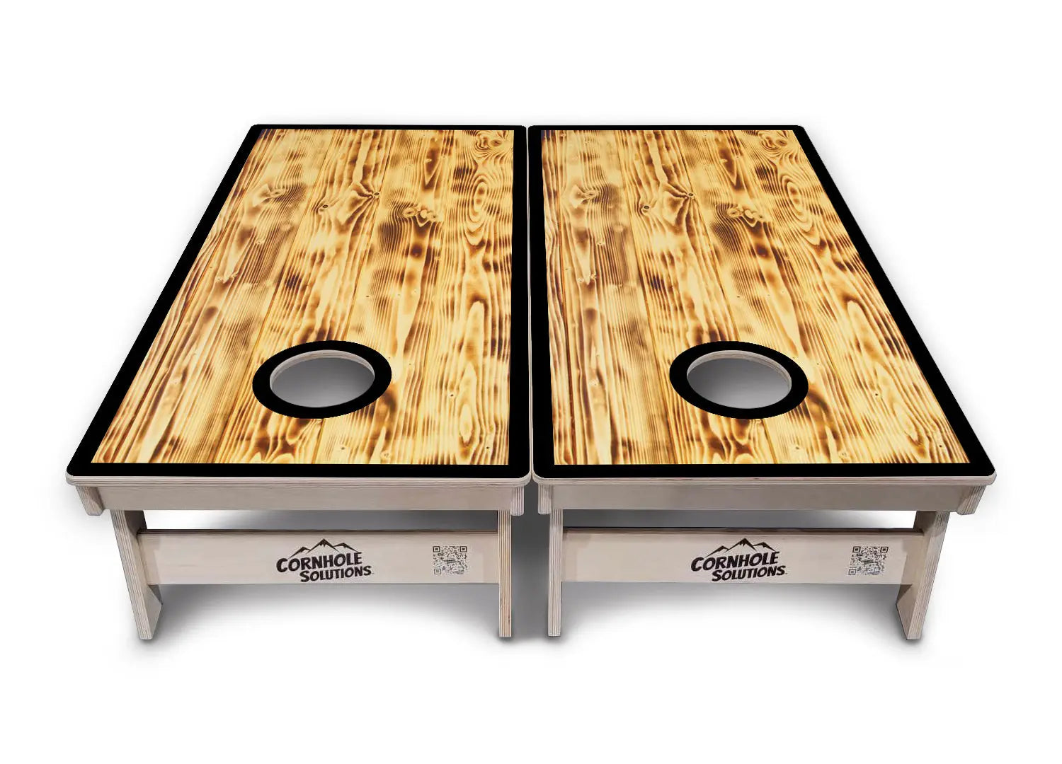 Burnt Wood Black Border Cornhole Boards - Professional Tournament Series by Cornhole Solutions, custom cornhole board detail photo 2