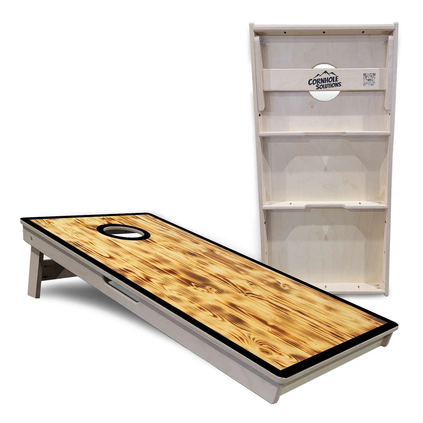 Burnt Wood Black Border Cornhole Boards - Professional Tournament Series