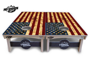 Burnt Color USA Flag Cornhole Boards - Pro Solution Lite Series by Cornhole Solutions, custom cornhole board detail photo 3
