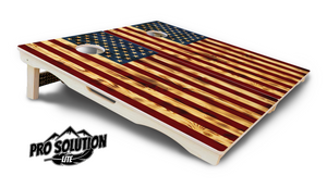 Burnt Color USA Flag Cornhole Boards - Pro Solution Lite Series by Cornhole Solutions, custom cornhole board detail photo 5