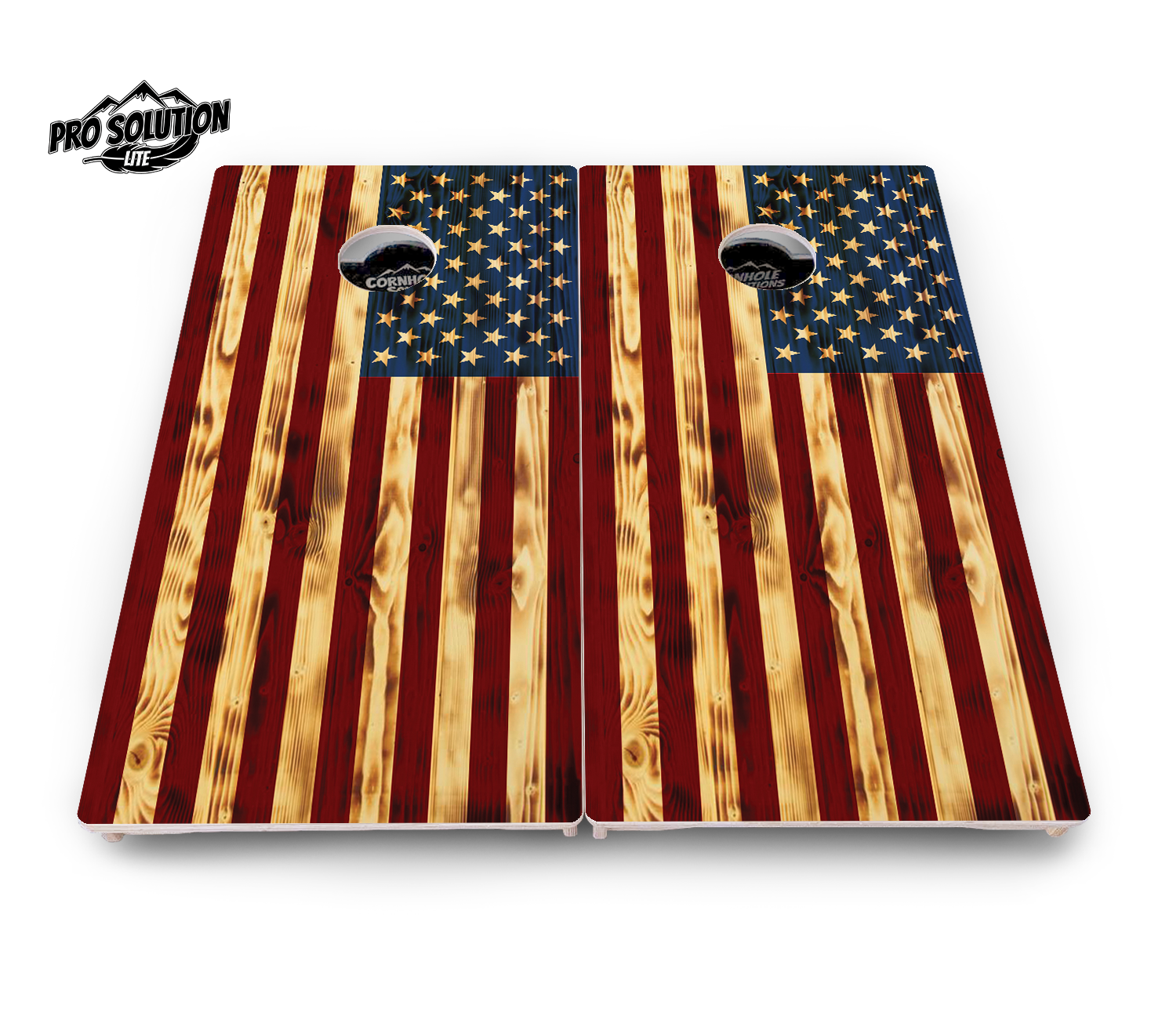 Burnt Color USA Flag Cornhole Boards - Pro Solution Lite Series by Cornhole Solutions, custom cornhole board detail photo 2