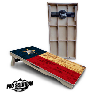 Burnt Texas Flag Cornhole Boards - Pro Solution Lite Series Cornhole Solutions