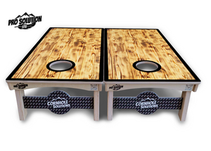 Burnt Wood w/Black Border Cornhole Boards - Pro Solution Lite Series by Cornhole Solutions, custom cornhole board detail photo 3
