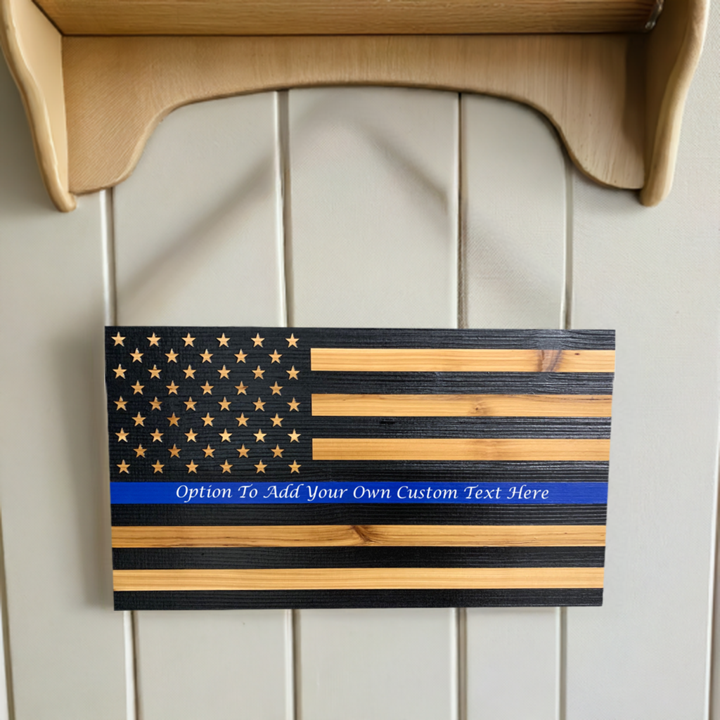 Blue Line American Flag Hidden Gun Storage, Customizable Thin Blue Line Concealment Flag for Police Officers and Law Enforcement Professionals by Bellewood Designs, Southern home