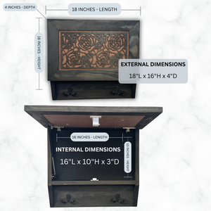 Gun and Roses Hidden Gun Cabinet – Decorative Concealment Coat Rack with Hat & Key Hooks