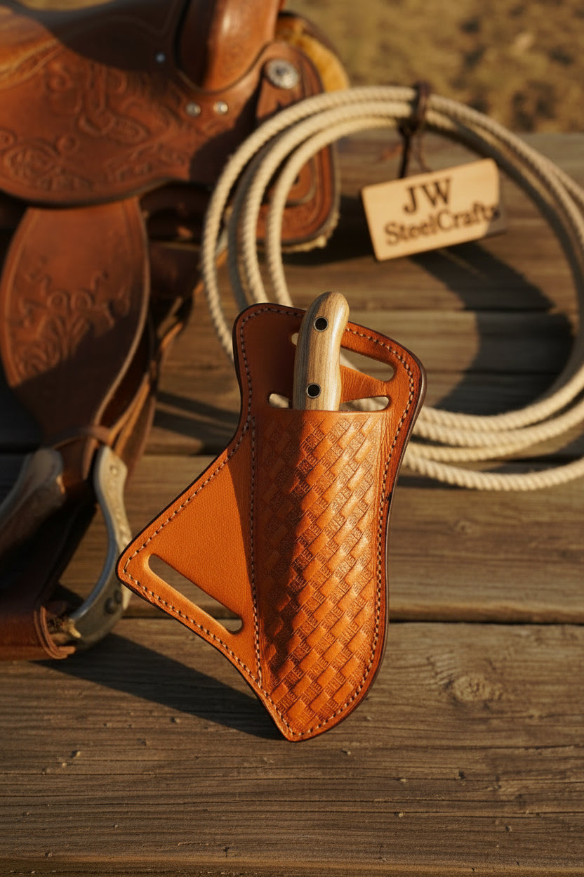 Olive Wood Bull Cutout Ranch Knife by JW SteelCrafts — view 4