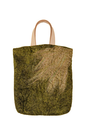 Olive Green and Natural Tan Classic Carryall handmade wool bag by Comfy Bear Home product image 1