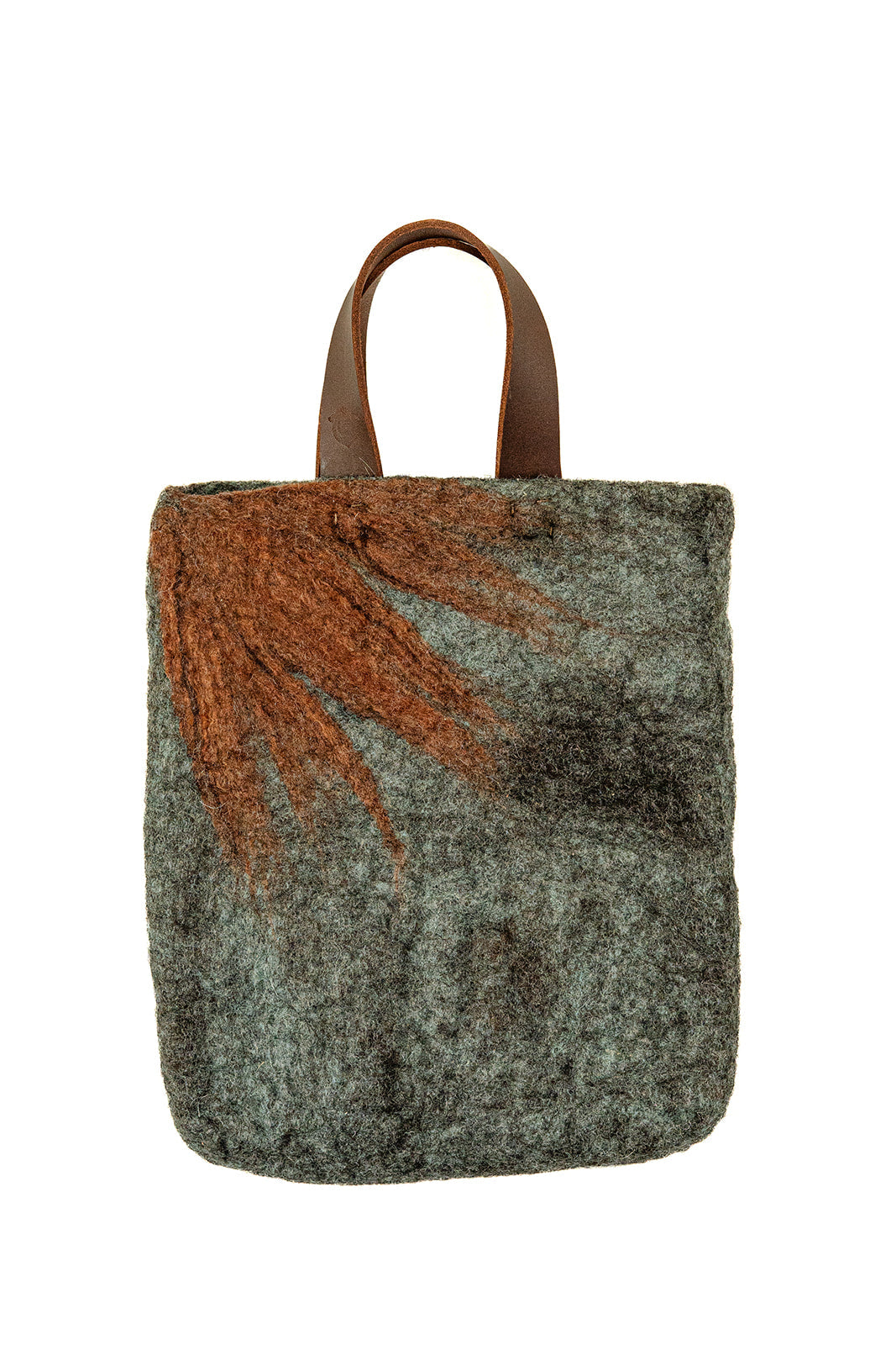 Sage Green and Rust Classic Carryall handmade wool bag by Comfy Bear Home product image 1