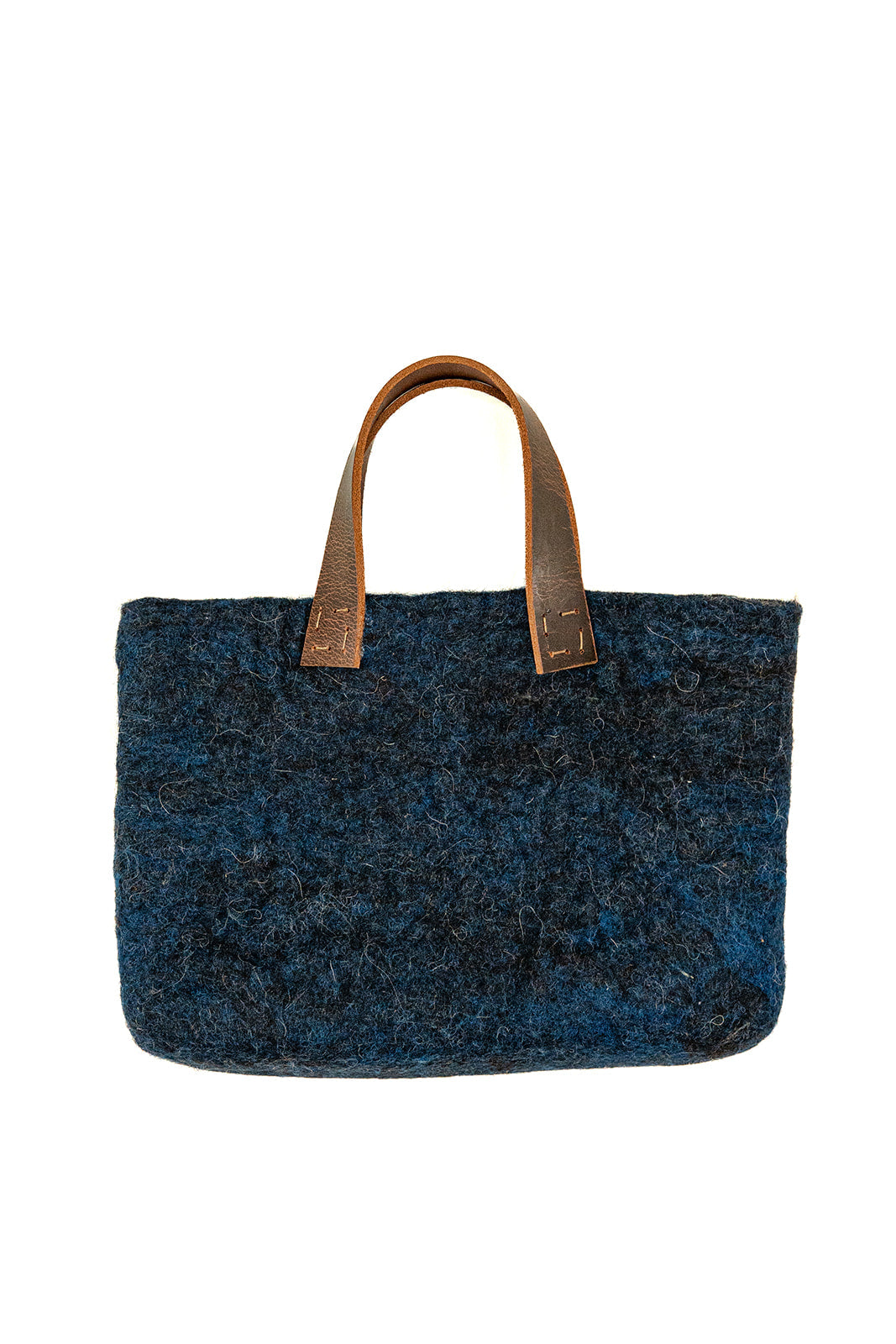 Navy Blue and Charcoal Classic Carryall handmade wool bag by Comfy Bear Home product image 1