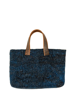 Navy Blue and Charcoal Classic Carryall handmade wool bag by Comfy Bear Home product image 1