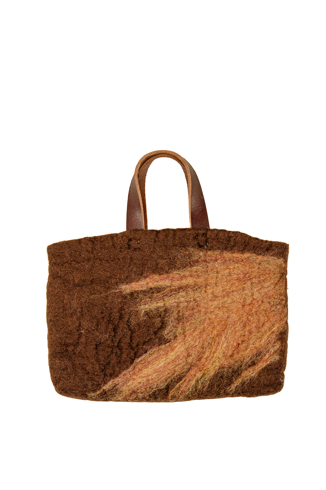 Rust and Natural Tan Classic Carryall handmade wool bag by Comfy Bear Home product image 1