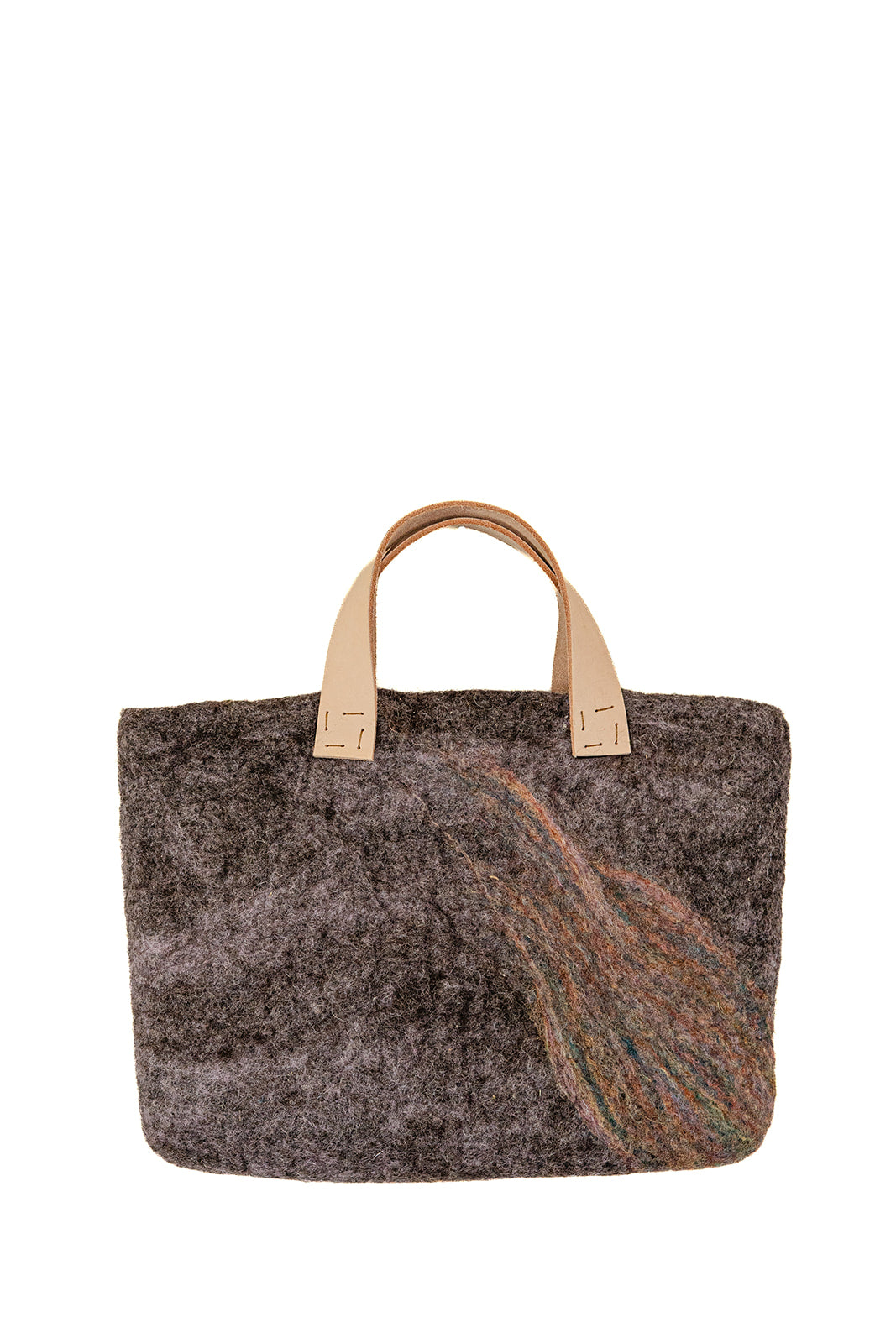 Gray and Natural Tan Classic Carryall handmade wool bag by Comfy Bear Home product image 1