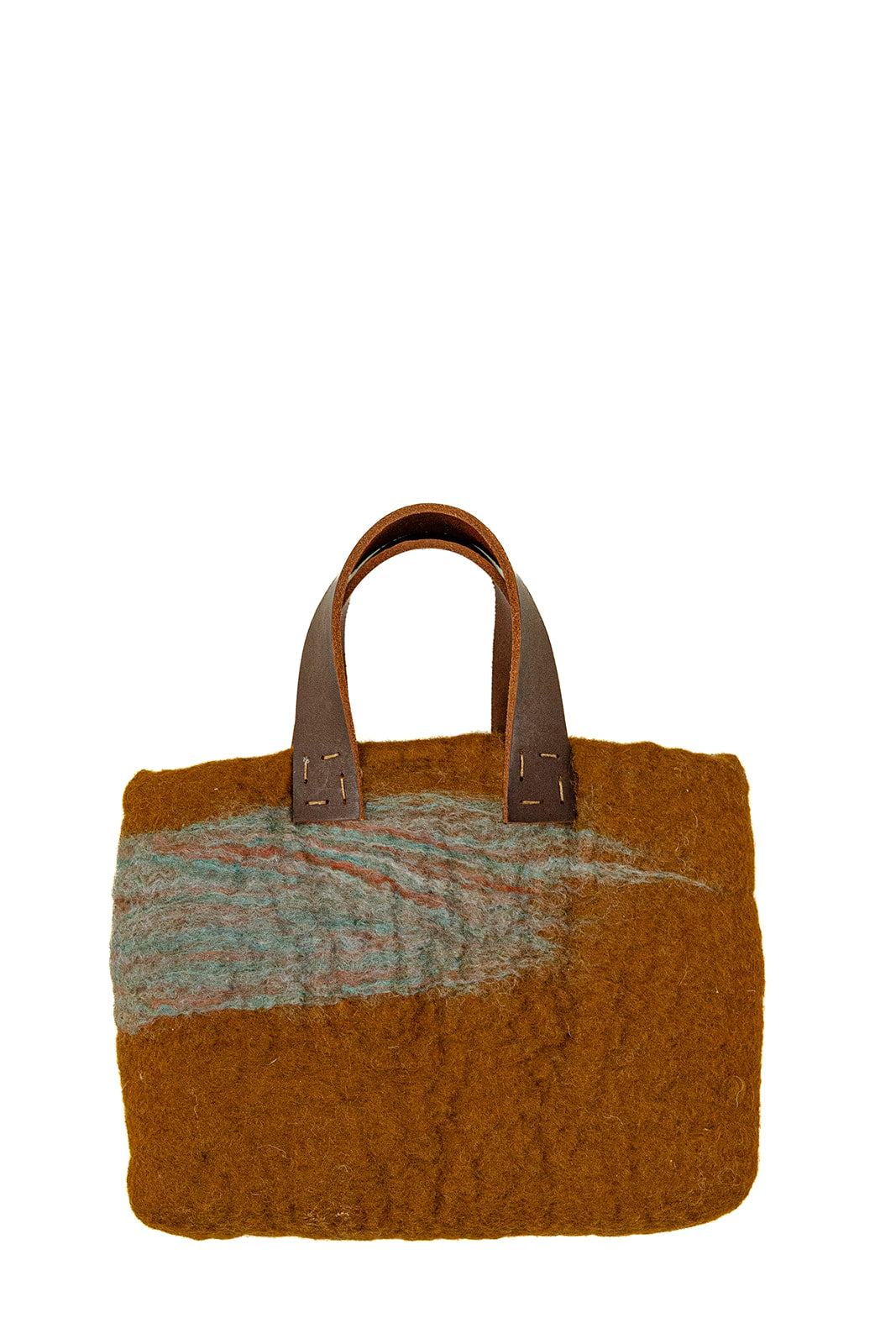 Ochre and Blue Gray Petite Bag handmade wool bag by Comfy Bear Home product image 1