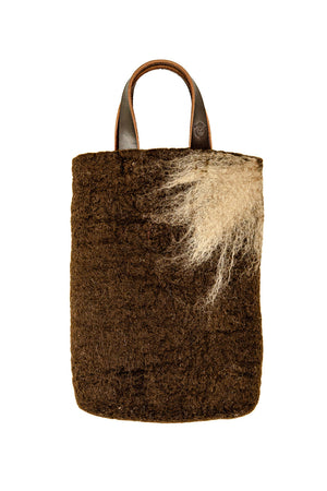 Dark Brown and Cream Classic Carryall handmade wool bag by Comfy Bear Home product image 1