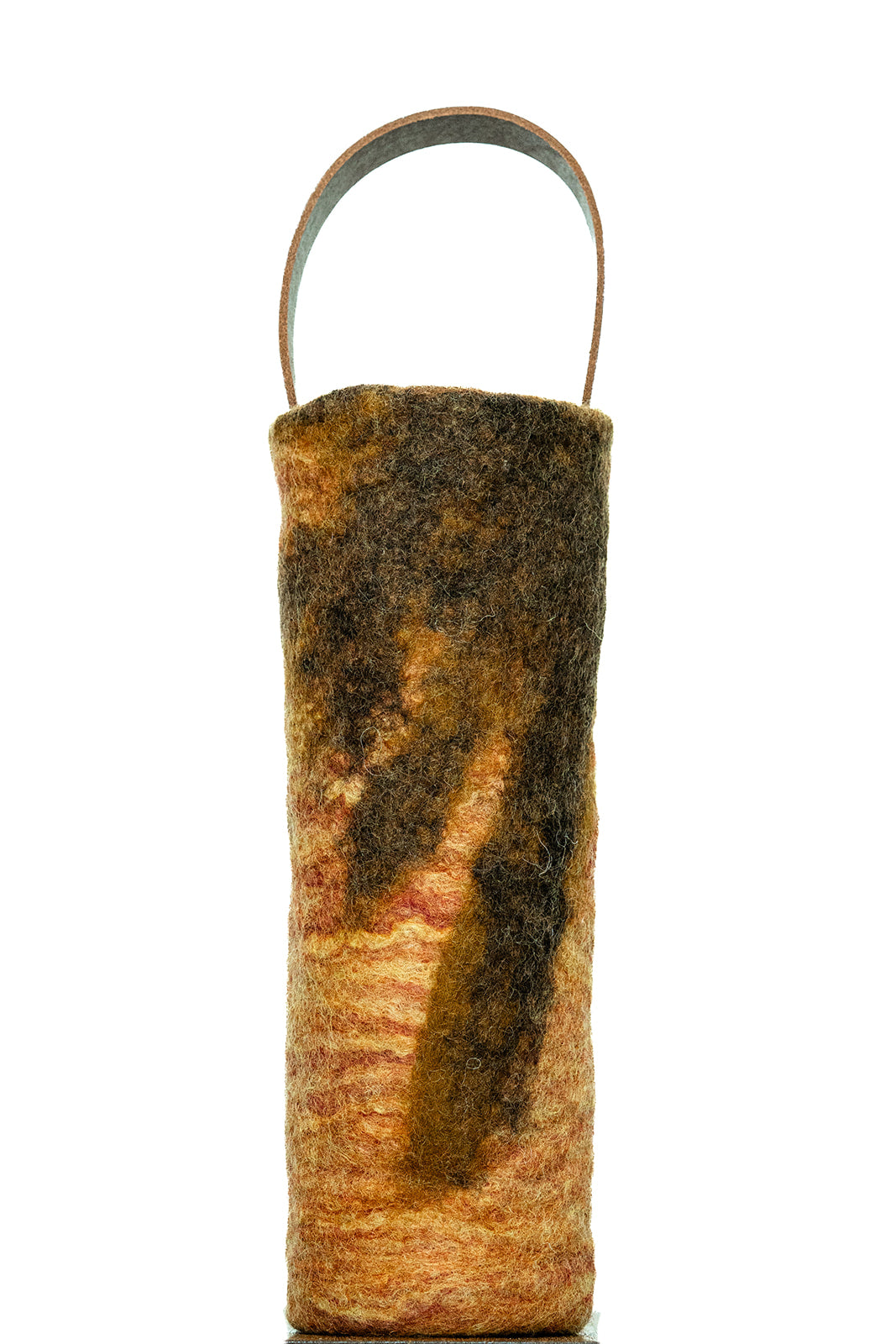 The Leah handcrafted wool wine carrier by Comfy Bear Home