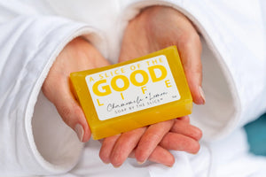 Chamomile + Lemon Soap Slice 5 Oz. by Essential Journeys, natural skincare detail photo 3