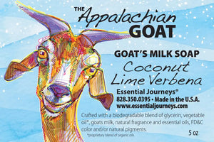 Goat milk soap with Coconut Lime Verbena scent, 5 oz, Appalachian Goat brand.