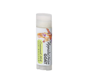 The Appalachian Goat Coconut Milk Lip Butter balm tube with goat illustration.