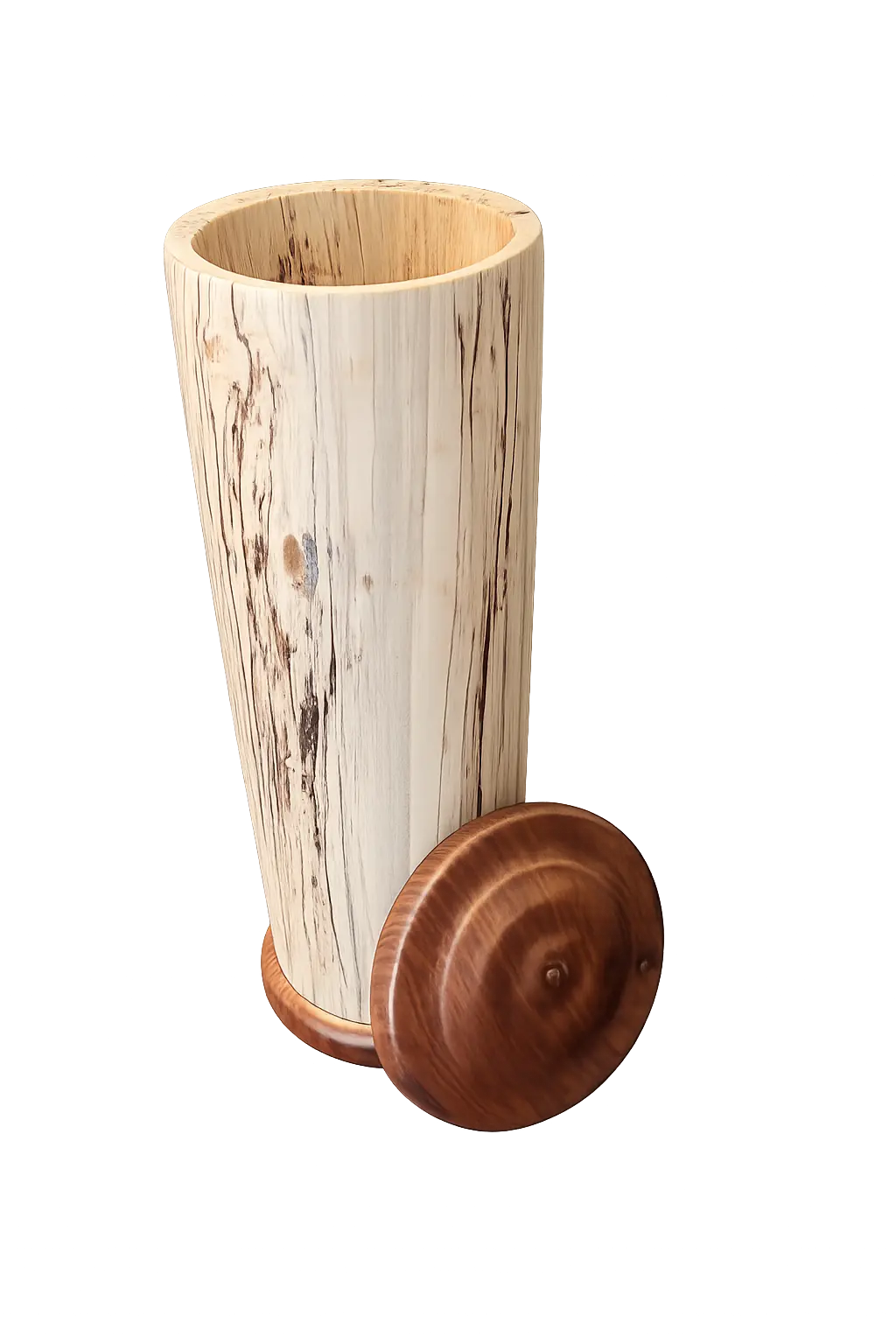 CREMATION URN - SPALTED BIRCH / WALNUT BASE AND LID Paw Paw’s Woodshop of Mississippi