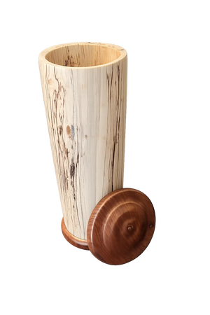 CREMATION URN - SPALTED BIRCH / WALNUT BASE AND LID Paw Paw’s Woodshop of Mississippi