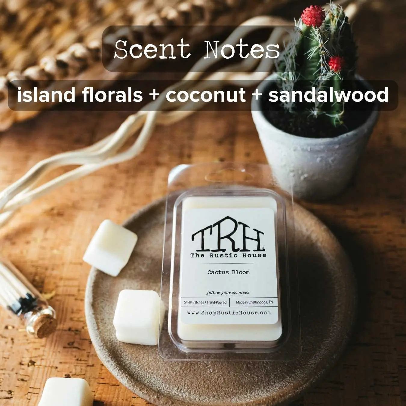 Cactus Bloom Wax Melt by The Rustic House, scented candle detail photo 2