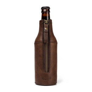 Campaign Leather Bottle Koozie by Mission Mercantile Leather Goods, custom drinkware detail photo 4