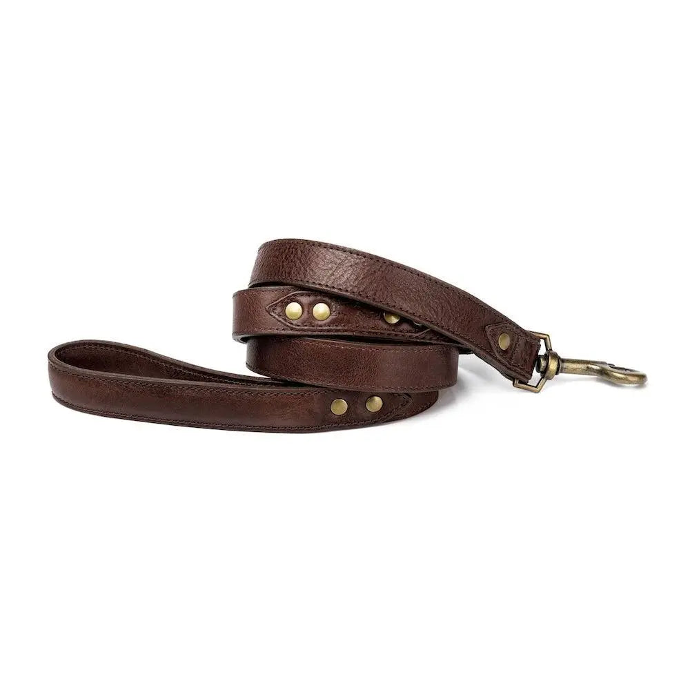 Campaign Leather Dog Leash by Mission Mercantile Leather Goods, handmade leather goods main product photo