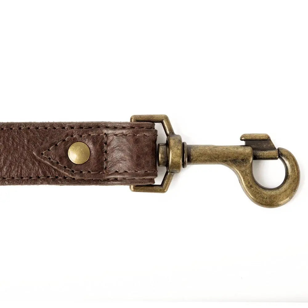 Campaign Leather Dog Leash by Mission Mercantile Leather Goods, handmade leather goods detail photo 2