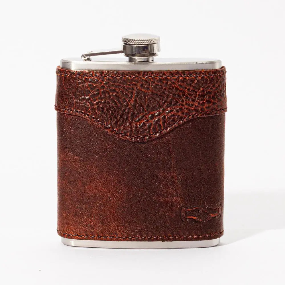 Campaign Leather Flask by Mission Mercantile Leather Goods, handmade leather goods detail photo 2